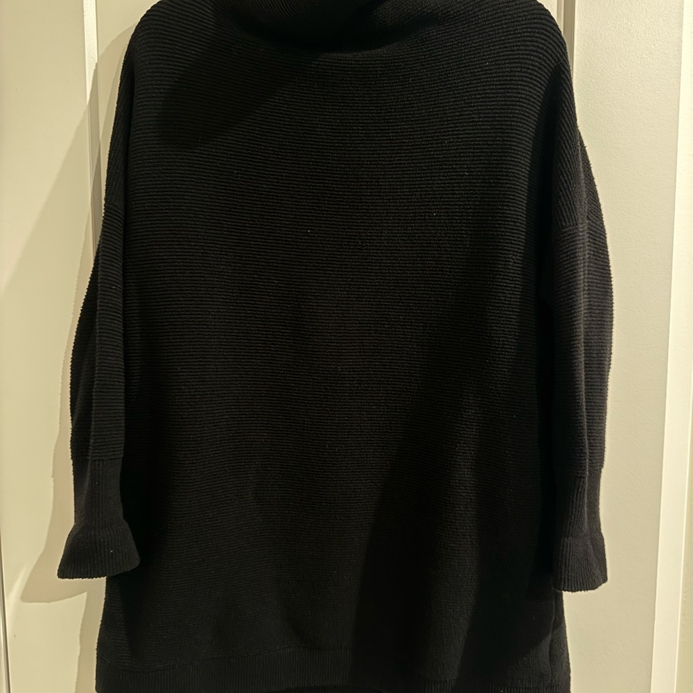 Free People Black Ribbed Turtleneck Sweater
